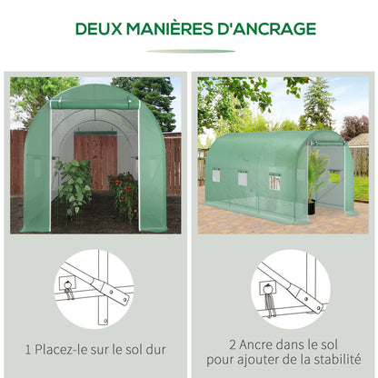 Tuinkas – Kasje – Groentekas – Plantenkas – Tunnelkas – Groen – 8 m² – Versterkt Stalen Frame – Insectengaas Ramen