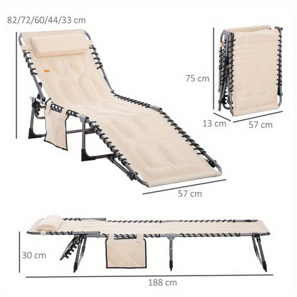 Opvouwbare Tuinstoel – Klapstoel – Loungestoel – Buitenkamerstoel – Balkonstoel – Verstelbare Rugleuning – Metalen Frame