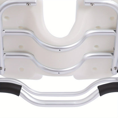 Opvouwbare Douchekruk – Douchezitje – Badkruk – Douchestoel – Douchebank – Verstelbare Hoogte 72-79 cm – Stevige Aluminium Constructie Tot 150 kg – Met Rugleuning en Armleuningen – Grijs