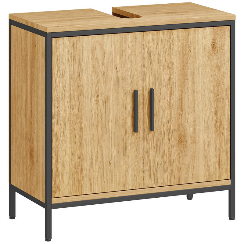 Modern Bathroom Vanity Cabinet with 2 Doors - Freestanding Bathroom Storage Unit, Adjustable Shelf, Space-Saving Bathroom Organizer, No Pedestal Needed, Easy Assembly, for Bathroom or Kitchen - Oak Bathroom Cabinet, Bathroom