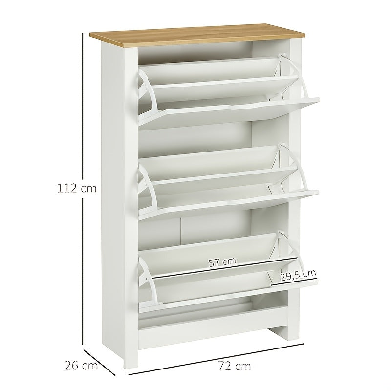 Schoenenrek – Smal Schoenenkast – Schoenopberger – Schoenenbank – Schoenendisplay – Massief Hout – 112 x 72 x 26 cm – Witte Coating