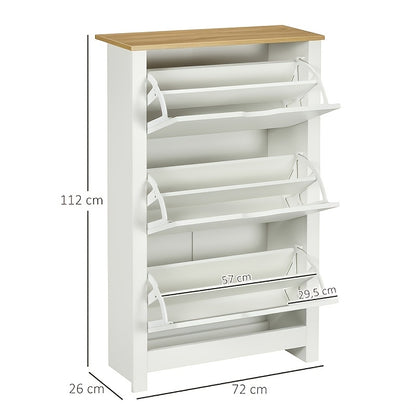 Schoenenrek – Smal Schoenenkast – Schoenopberger – Schoenenbank – Schoenendisplay – Massief Hout – 112 x 72 x 26 cm – Witte Coating