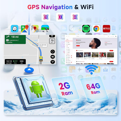 Android Autoradio – Multimedia Systeem – Touchscreen Radio – Navigatie Unit – 2 DIN Headunit – 7 Inch HD Scherm – Android 15 OS – Draadloze CarPlay & Achteruitrijcamera