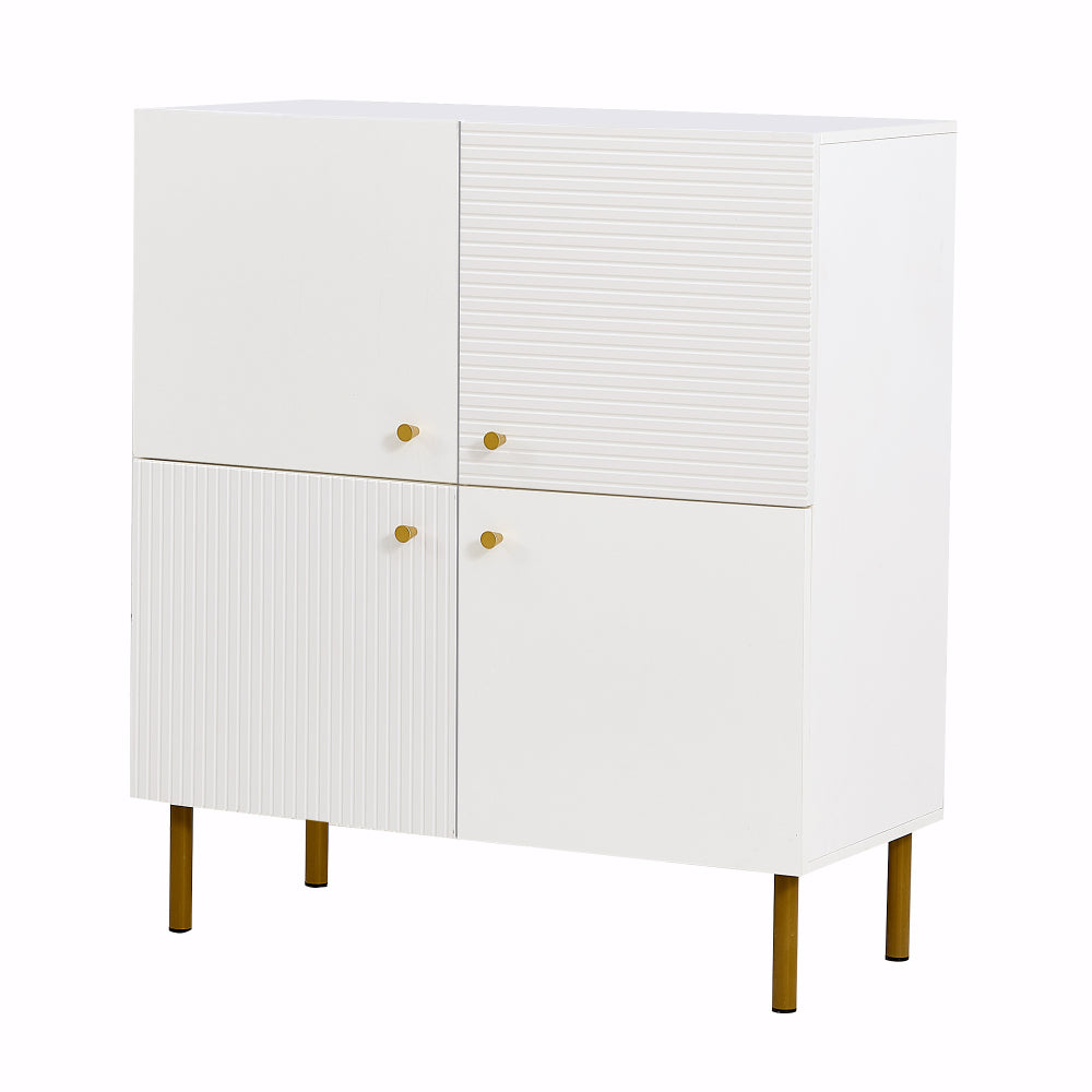 Wit Dressoir – Wandmeubel – Opbergkast – Sideboard – Buffetkast – MDF Met Stalen Poten – 3 Deuren Met Verstelbare Plank