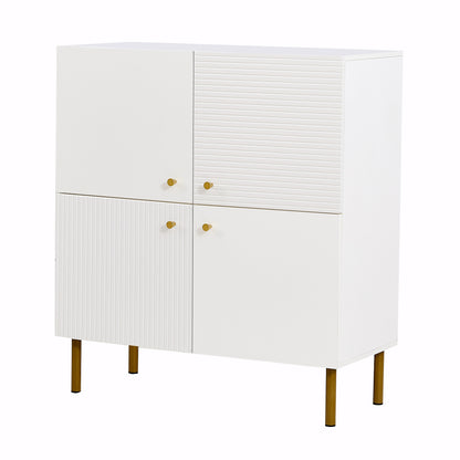 Wit Dressoir – Wandmeubel – Opbergkast – Sideboard – Buffetkast – MDF Met Stalen Poten – 3 Deuren Met Verstelbare Plank