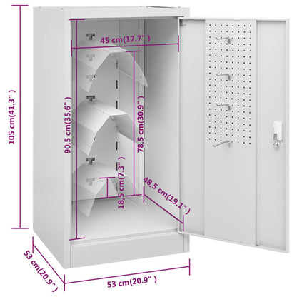 Stalenkast – Opbergkast – Archiefkast – Kantoorkast – Locker – Vergrendelbaar – Verstelbare Planken en Haken – Compact 53x53x105 cm – Lichtgrijs staal