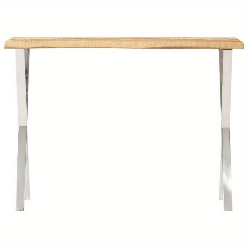Wall Table with Natural Edge, Measuring 105X33X76 Cm, Made of Solid Mango Wood, Standing Shelf