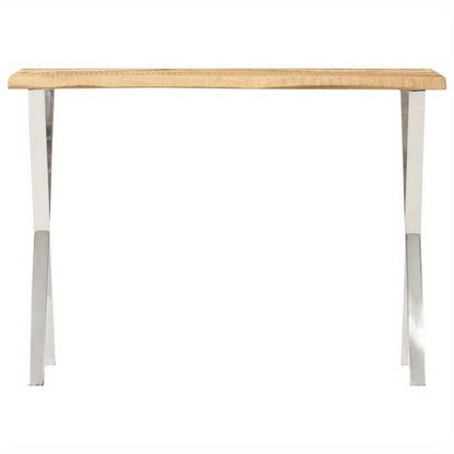 Wall Table with Natural Edge, Measuring 105X33X76 Cm, Made of Solid Mango Wood, Standing Shelf