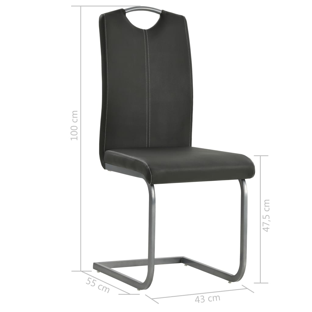 Eetkamerstoelen – Stoel – Dinersstoel – Keukenstoel – Zwarte Stoelen Set van 2 – Kunstleer Met Schuimvulling – Stalen Frame
