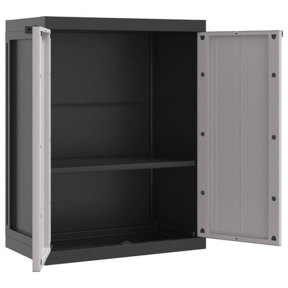 Tuinkast – Tuinberging – Opbergkast – Bergkast – Schuurkast – Grijs en Zwart – Compact Formaat 65x37x85 cm – Duurzaam Materiaal PP en RVS