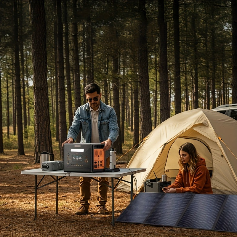 Zonne-energie Accu – Draagbare Powerstation – Mobiele Generator – Solar Batterij – Outdoor Accu – 2500W Vermogen – 2304Wh Capaciteit – Inklapbaar 400W Zonnepaneel – Stabiliteit & Draagbaarheid