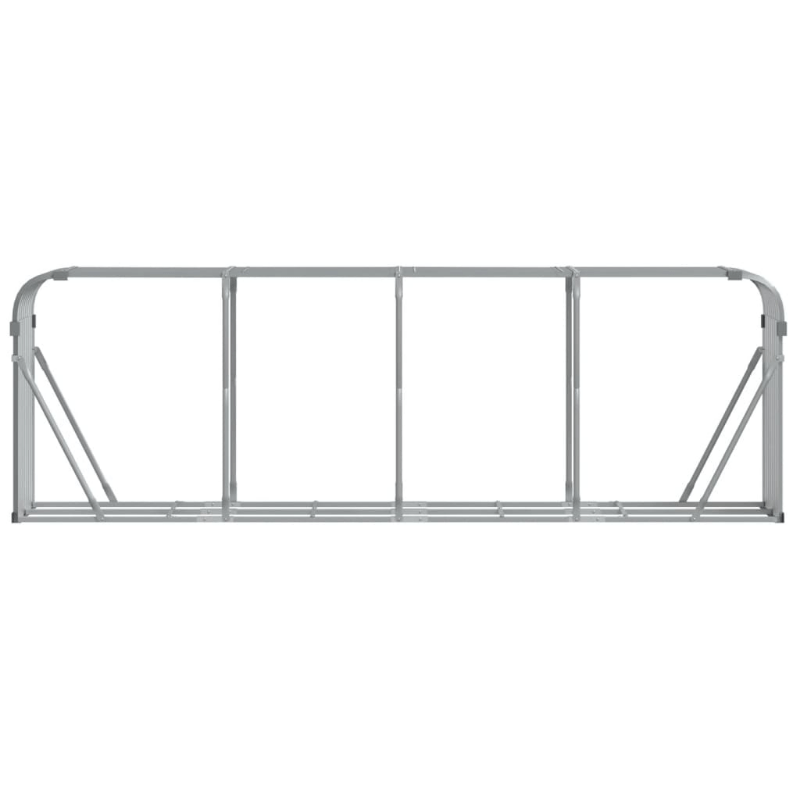 Houtopslag – Houthok – Houtrek – Brandhoutopslag – Houtstapelrek – Lichtgrijs Gegalvaniseerd Staal – Groot Formaat 300x45x100 cm – Weerbestendig & Ventilerend