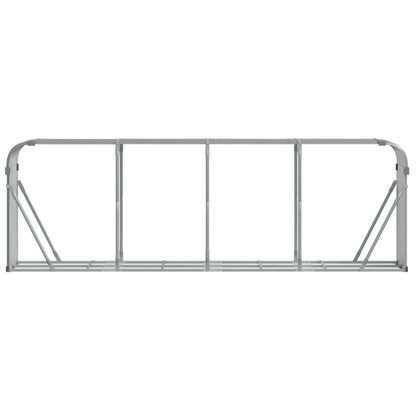 Houtopslag – Houthok – Houtrek – Brandhoutopslag – Houtstapelrek – Lichtgrijs Gegalvaniseerd Staal – Groot Formaat 300x45x100 cm – Weerbestendig & Ventilerend