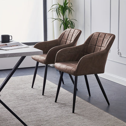 Eetkamerstoel – Stoel – Kuipstoel – Fauteuil – Keukenstoel – Donkergrijs Kunstleer – Memory Foam Zitting – Metalen Poten