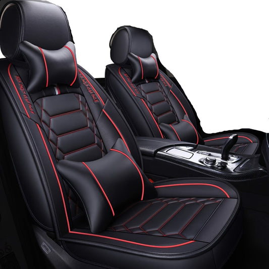 Kunstlederen Autostoelhoezen – Stoelhoezen Auto – Stoelbekleding – Autostoel Bescherming – Universele Passend – Zwart Rood – PU Leer Met Sponsvulling – Airbag Veilig
