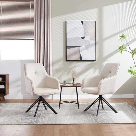 Two-Piece 180° Rebound Swivel Dining Chair Set, Comfortable Dining Table And Chair with Velvet Fabric Armchair Cover, Suitable for Dining Room, Living Room And Office. Multiple Colors Are Available, Modern Dining Chair, Dini
