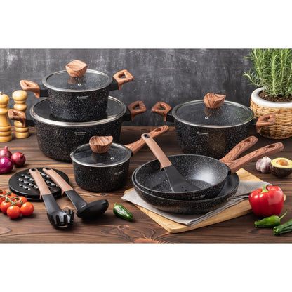 15-delige Pannenset – Keramische Pannen – Kookset – Inductie Pannenset – Koekenpannen Set – Marble Coating – Geschikt Voor Alle Kookplaten – PFOA-vrij
