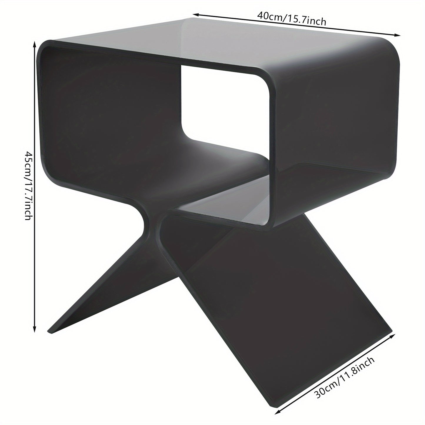 Bijzettafel – Salontafel – Nachtkastje – Banktafel – Sidetable – Zwart Acryl – Compact Ruimtebesparend Design – 2 Lagen – Gemakkelijk Schoon Te Maken – 40x30x45 cm