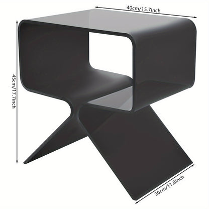 Bijzettafel – Salontafel – Nachtkastje – Banktafel – Sidetable – Zwart Acryl – Compact Ruimtebesparend Design – 2 Lagen – Gemakkelijk Schoon Te Maken – 40x30x45 cm