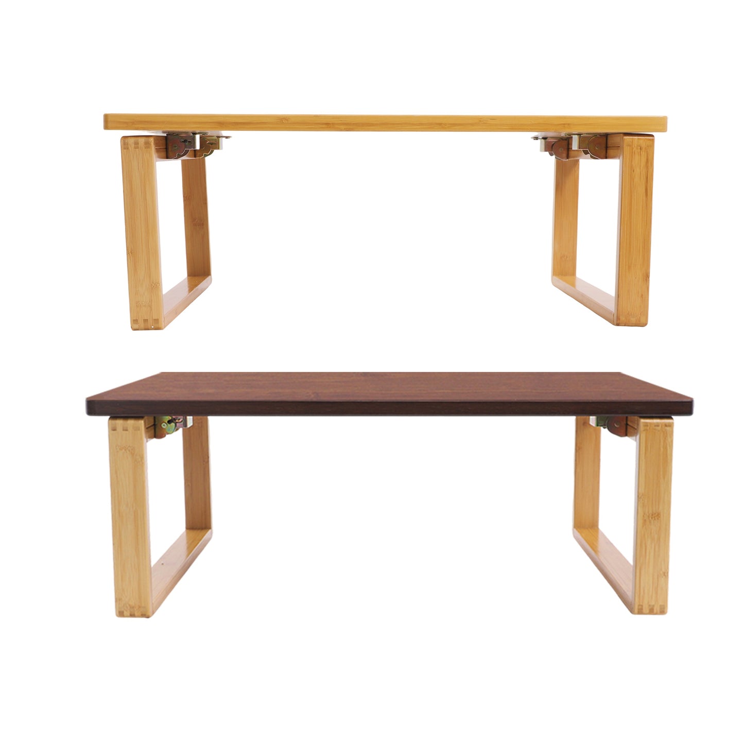 Lage Tafel – Salontafel – Bijzettafel – Laptoptafel – Campingtafel – Ruimtebesparend – Bamboe Blad & Metaal Frame – Inclusief Inklapbare Poten – 75 kg Draagvermogen – Log Color