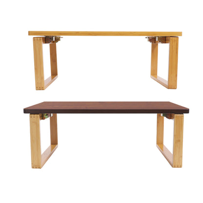 Lage Tafel – Salontafel – Bijzettafel – Laptoptafel – Campingtafel – Ruimtebesparend – Bamboe Blad & Metaal Frame – Inclusief Inklapbare Poten – 75 kg Draagvermogen – Log Color