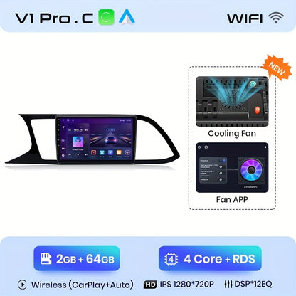 Autoradio Seat Leon 3 – Multimedia Radio – Navigatiesysteem – CarPlay Radio – Android Auto Stereo – 9 Inch HD Touchscreen – Draadloze Connectiviteit Wi-Fi