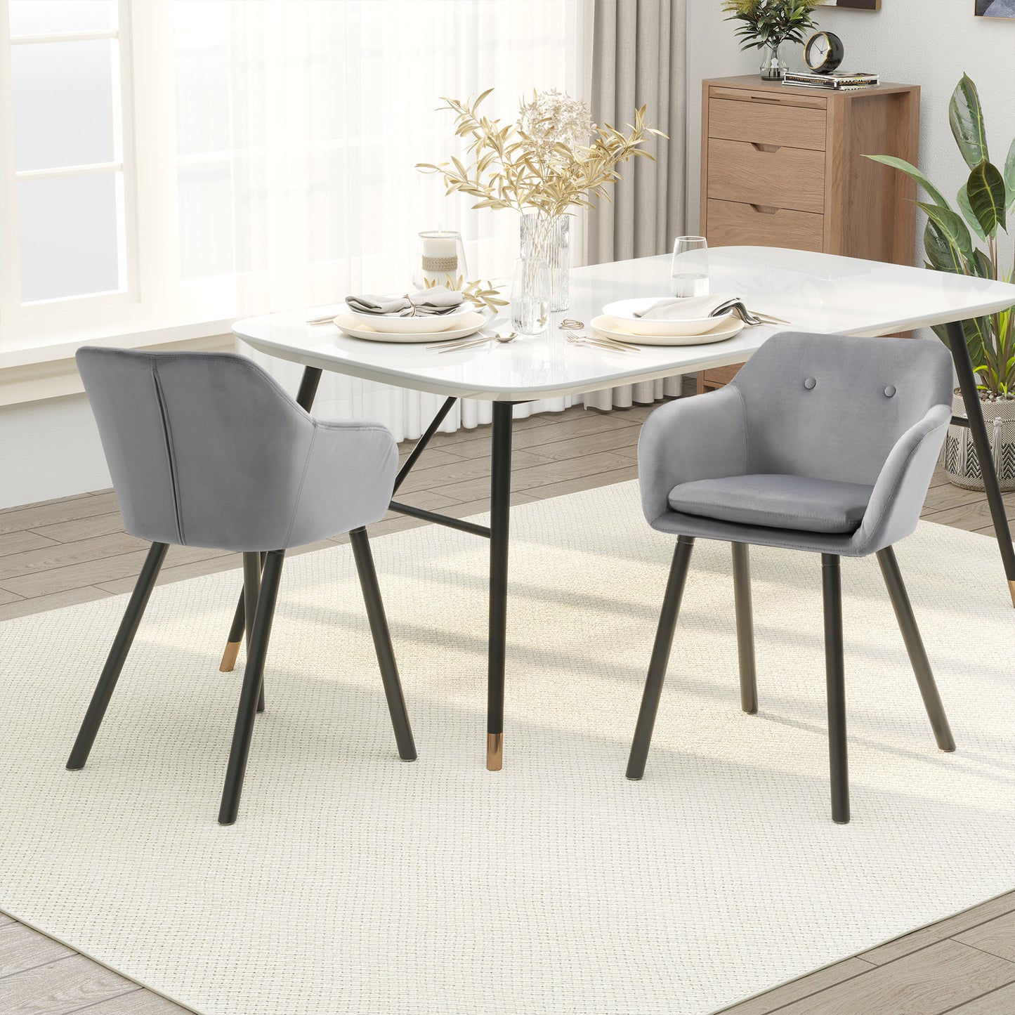 Eetkamerstoelen – Stoelen – Dining Stoelen – Keukenstoelen – Velours Stoelen – Set Van 2 – Fluweelachtige Bekleding – Beukenhouten Poten