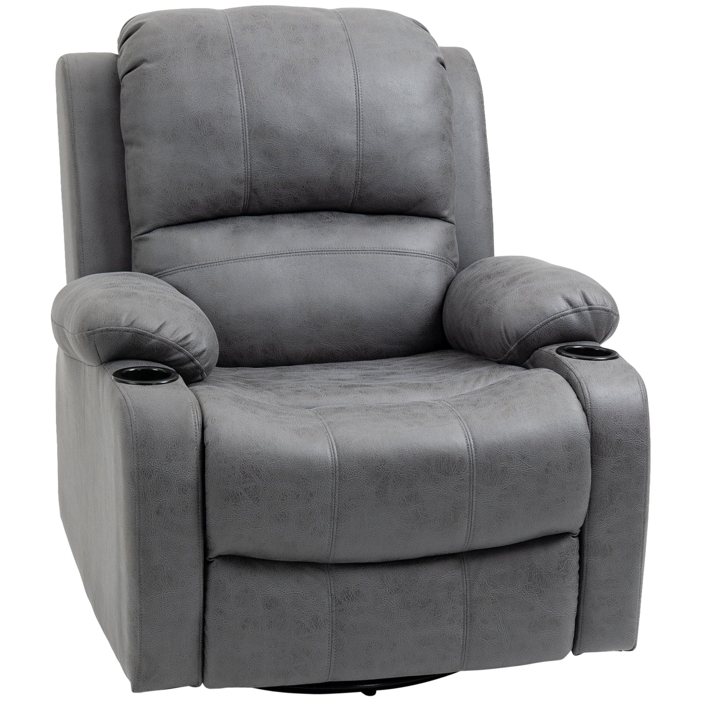 Relaxfauteuil – Fauteuil – Relaxstoel – Draaifauteuil – Schommelstoel – Grijs Microvezel – Verstelbare Rugleuning en Draaifunctie