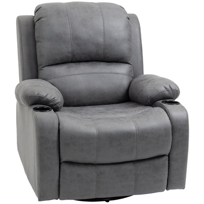 Relaxfauteuil – Fauteuil – Relaxstoel – Draaifauteuil – Schommelstoel – Grijs Microvezel – Verstelbare Rugleuning en Draaifunctie