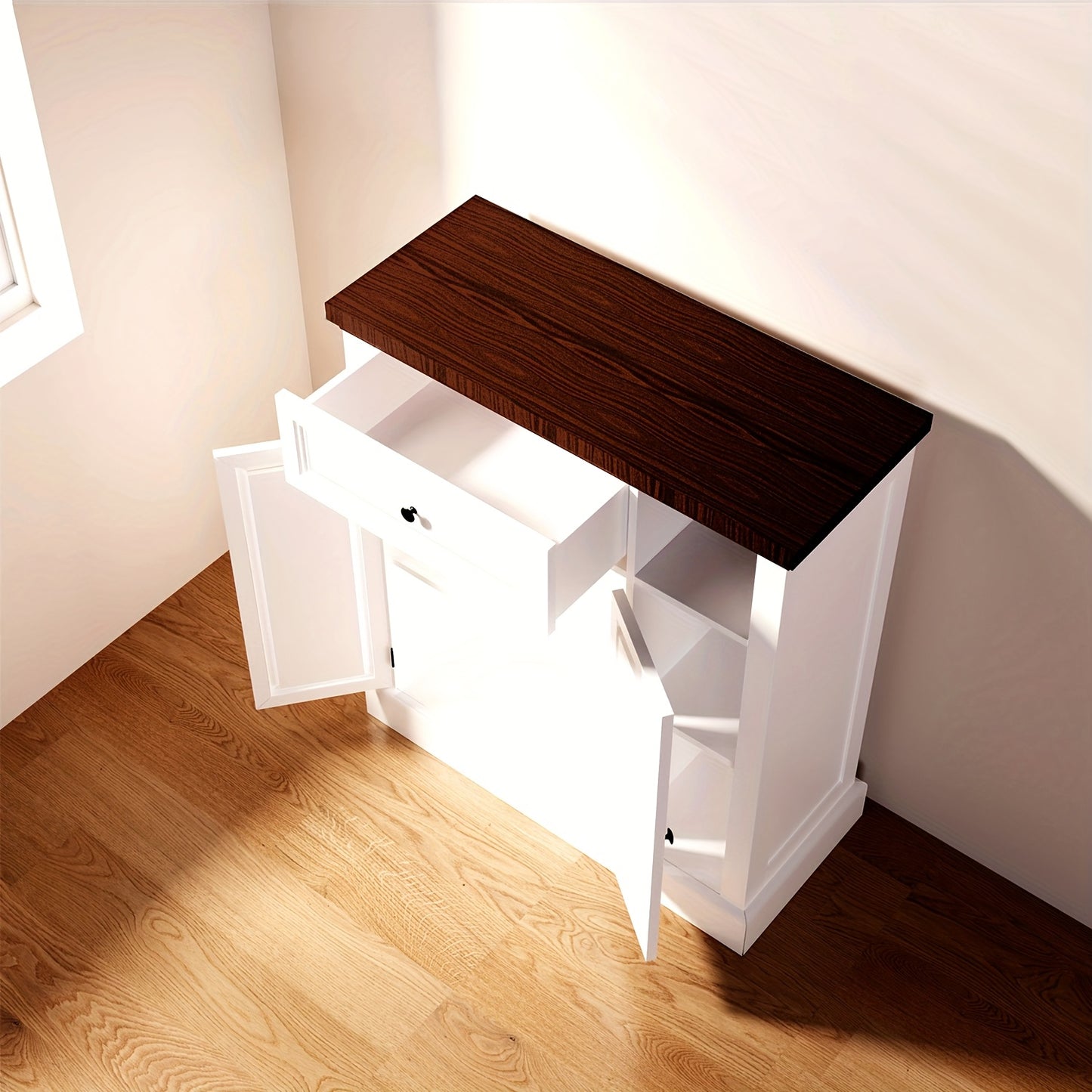 Opbergkast – Kasten – Opbergmeubel – Wandkast – Schuifdeurkast – Vrijstaand – Schuifdeuren – 3 Verstelbare Planken – Sterk Spaanplaat – 75x30x80 cm – Wit