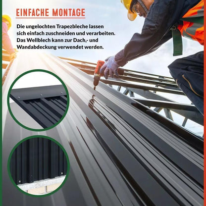 Dakplaat – Dakpanplaat – Dakpaneel – Golfplaat – Dakbedekking – Gegalvaniseerd Staal – 24 Stuks 129x45cm – 14m² – Weerbestendig – Lichtgewicht