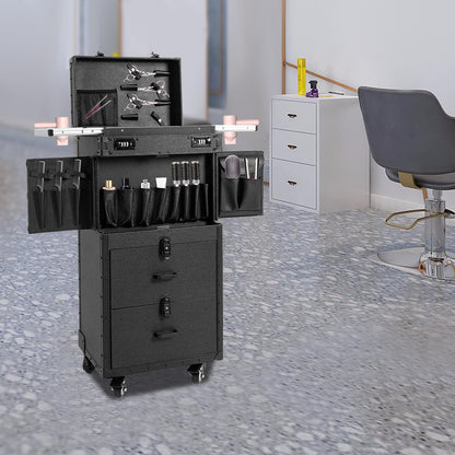 Kapperswagen – Kappers Trolley – Werkwagen – Salon Trolley – Make-up Organizer – Ruime Opbergruimte – Stevig Aluminium Frame & ABS Buitenlaag