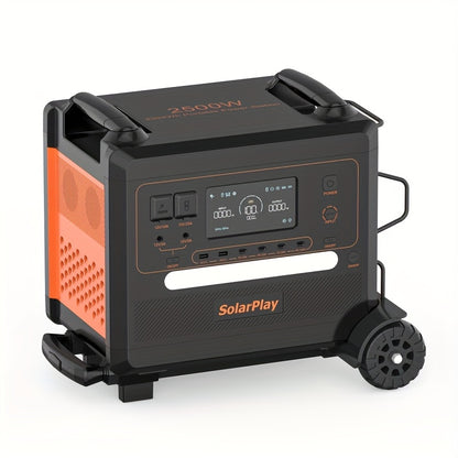 Powerstation – Draagbare Generator – Mobiele Stroomvoorziening – Noodstroom – Outdoor Accu – 2500W Vermogen – Snelle Oplaadtijd 1,5 Uur – Inklapbare Handwagen Met Wielen