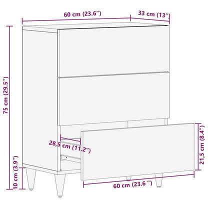 Dressoir – Buffetkast – Opbergkast – Ladekast – Kast – Massief Mangohout Wit – Compact 60x33x75 cm – Stevig & Eigentijds Europees Design