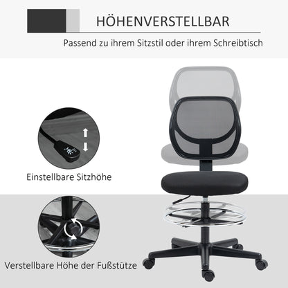 Bureaustoel – Ergonomische Stoel – Draaistoel – Werkstoel – Bureaustoelen Voor Volwassenen – Verstelbare Voetsteun – Mesh Rugleuning – 360° Zwenkwielen