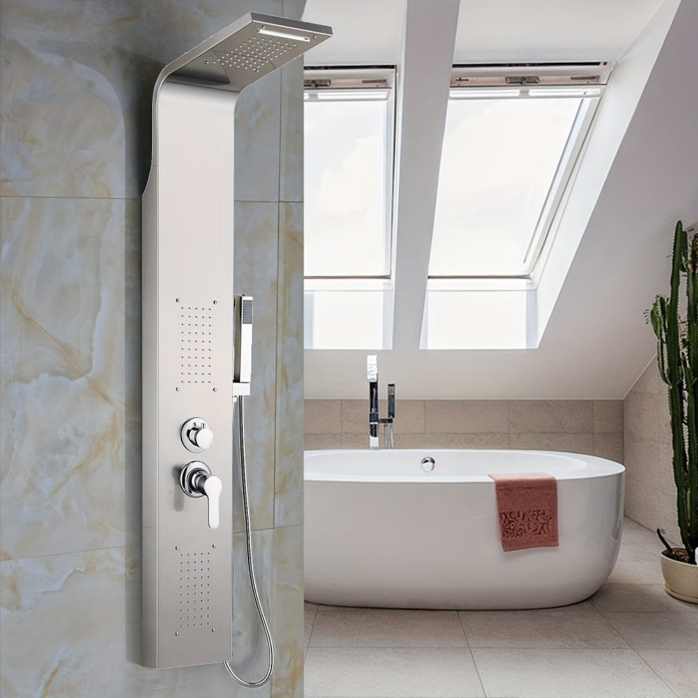 1pc Stainless Steel Hydromassage Column, Waterfall Shower, Bathroom Furniture, Bathroom Hotel, 20x7x140cm