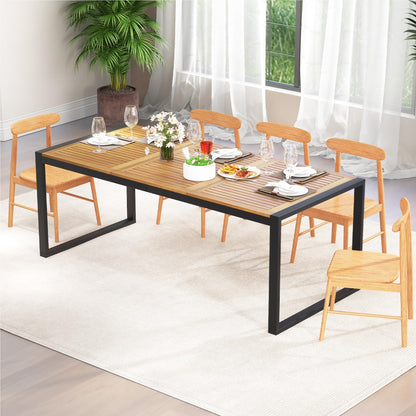 Tuintafel – Buiten Tafel – Eettafel Tuin – Terrastafel – Balkon Tafel – Acaciahout – 200x90cm – Parasolgat – 8 Personen