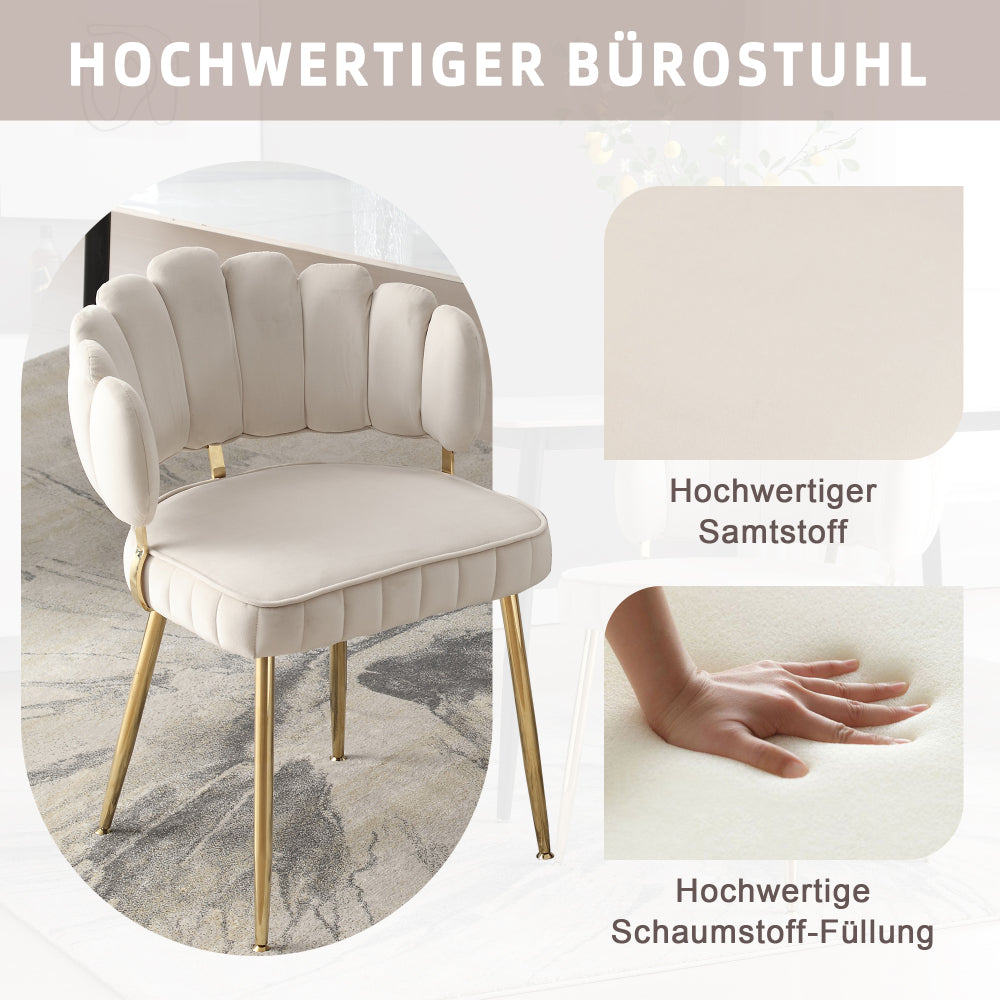 Eetkamerstoelen – Stoelen – Fauteuils – Kuipstoelen – Zithoeken – Fluwelen Bekleding – Met Bloemmotief Rugleuning – Comfortabele Armleuningen – Metalen Poten – Set van 2