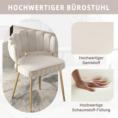 Eetkamerstoelen – Stoelen – Fauteuils – Kuipstoelen – Zithoeken – Fluwelen Bekleding – Met Bloemmotief Rugleuning – Comfortabele Armleuningen – Metalen Poten – Set van 2