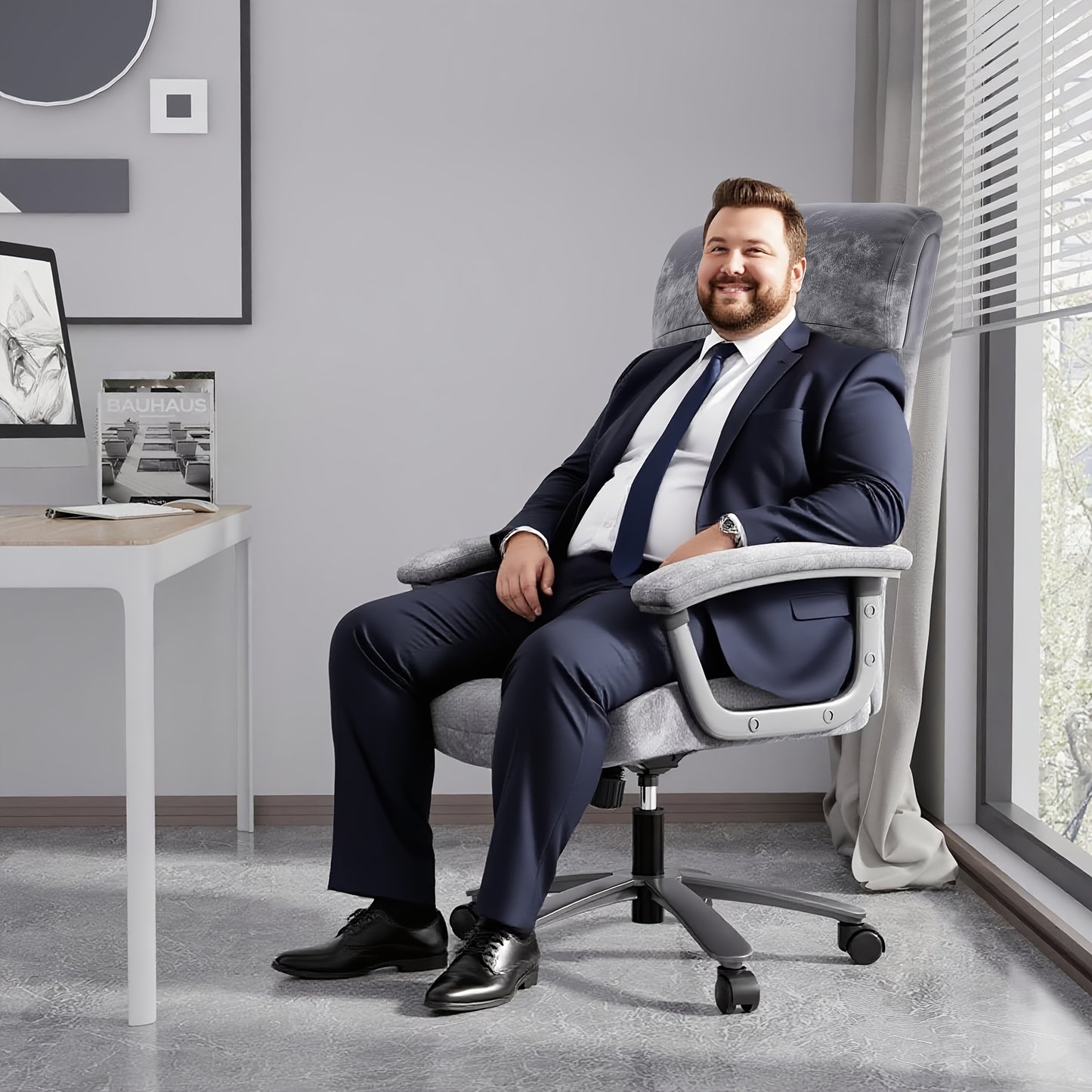 Bureaustoel – Office Chair – Draaistoel – Kantoorstoel – Ergonomische Stoel – XXL Breede Zitting – Metalen Frame – Max. 200 kg Belastbaar