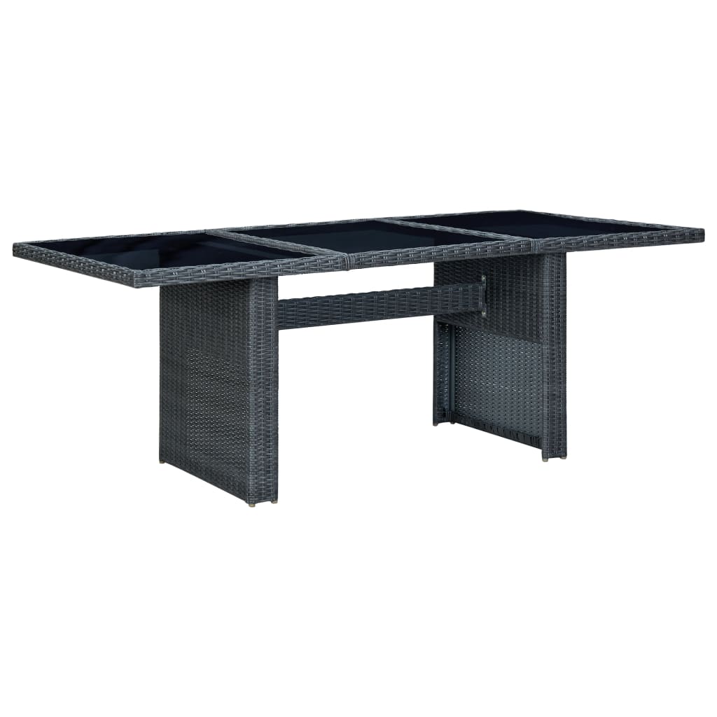 Tuinset – Diningset – Zitgroep – Buitenmeubilair – Balkonset – Gepoedercoat Stalen Frame – Waterbestendig PE Rattan – Donkergrijs & Zwart