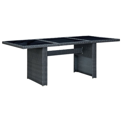 Tuinset – Diningset – Zitgroep – Buitenmeubilair – Balkonset – Gepoedercoat Stalen Frame – Waterbestendig PE Rattan – Donkergrijs & Zwart