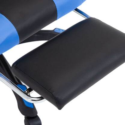 Bureaustoel – Bureaustoel Ergonomisch – Gamingstoel – Werkstoel – Stoel Verstelbaar – Inklapbare Voetensteun – Kunstleer Blauw Zwart