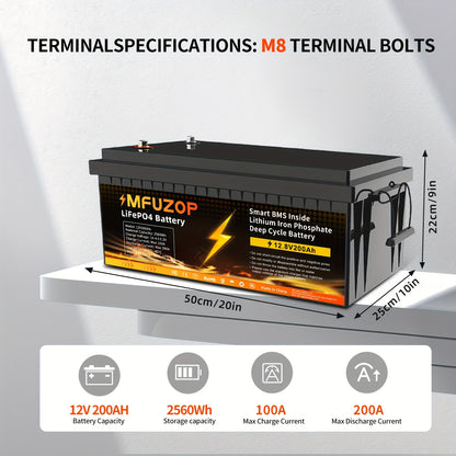 Lithium Accu – Lithium Batterij – LiFePO4 Accu – Bootaccu – Solar Accu – 12V 200Ah Capaciteit – Geavanceerd BMS Systeem