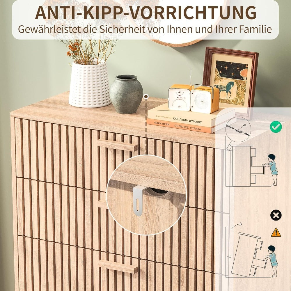 6-ladenkast – Opbergkast – Ladekast – Dressoir – Kledingkast – Ruime Opbergruimte – Hoogwaardig MDF Met Houten Poten