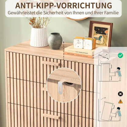 6-ladenkast – Opbergkast – Ladekast – Dressoir – Kledingkast – Ruime Opbergruimte – Hoogwaardig MDF Met Houten Poten