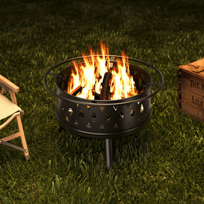 Buitenhaard – Tuinhaard – Vuurkorf – Terrashaard – Barbecuehaard – Zwart – 2-in-1 Multifunctioneel – Inclusief Vonkenvanger en Weerbestendige Afdekhoes