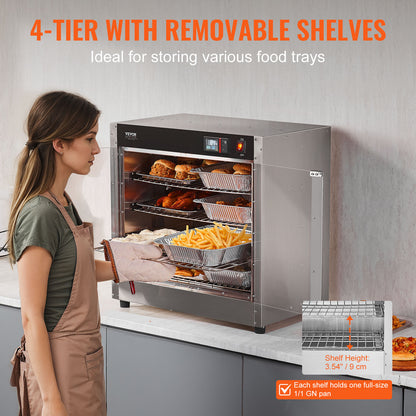 Etenwarmer – Warmhoudkast – Food Warmer – Warmhoudkast 4-Laags – Warmehoudkast – Roestvrij Staal – Instelbare Temperatuur 27-80°C