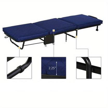 Opklapbed – Opvouwbaar Bed – Logeerbed – Relaxstoel – Slaapbed – Verstelbaar Stalen Frame – Comfortabele Foam Matras – 3-standen – Compact 184x65x26 cm