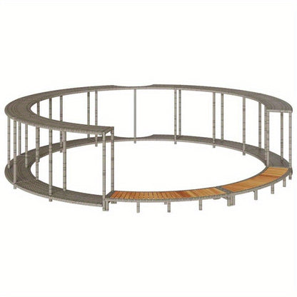 Hot Tub Omkasting – Badkuip Accessoires – Zwembad Trap – Opbergoplossing – Hottub Omranding – Grijs Poly Rattan – Houten Treden – Duurzaam Materiaal – Ruime Opbergruimte